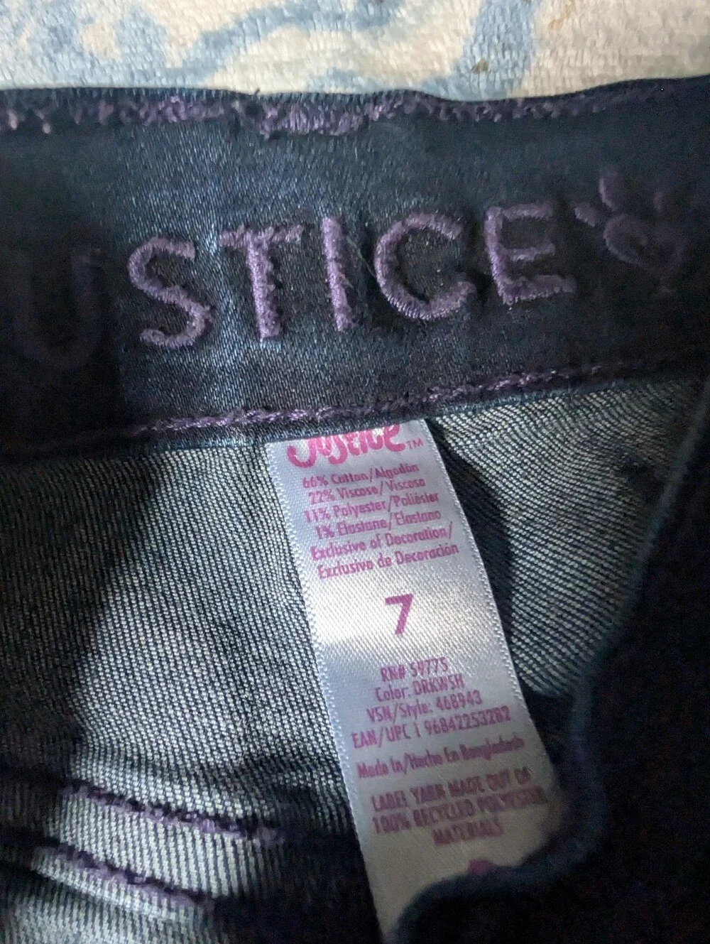 Justice Dark Blue Ripped Skinny Jeans